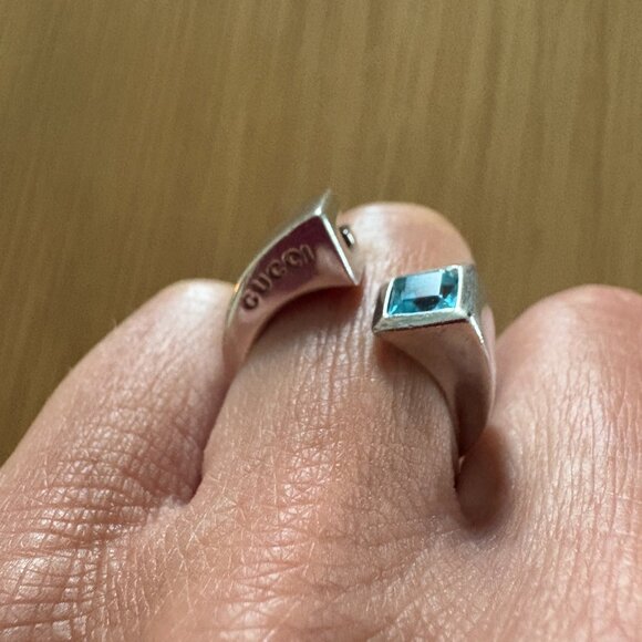 Gucci Twist Ring Blue Topaz and Silver 925 - Picture 2 of 5